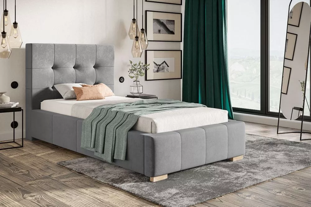 Gulta Bed 5 standard ar stelāžu Guļamvietas platums: 90 cm, Guļamvietas garums: 200 cm, stelāžas tips: koka, · Pelēks · 