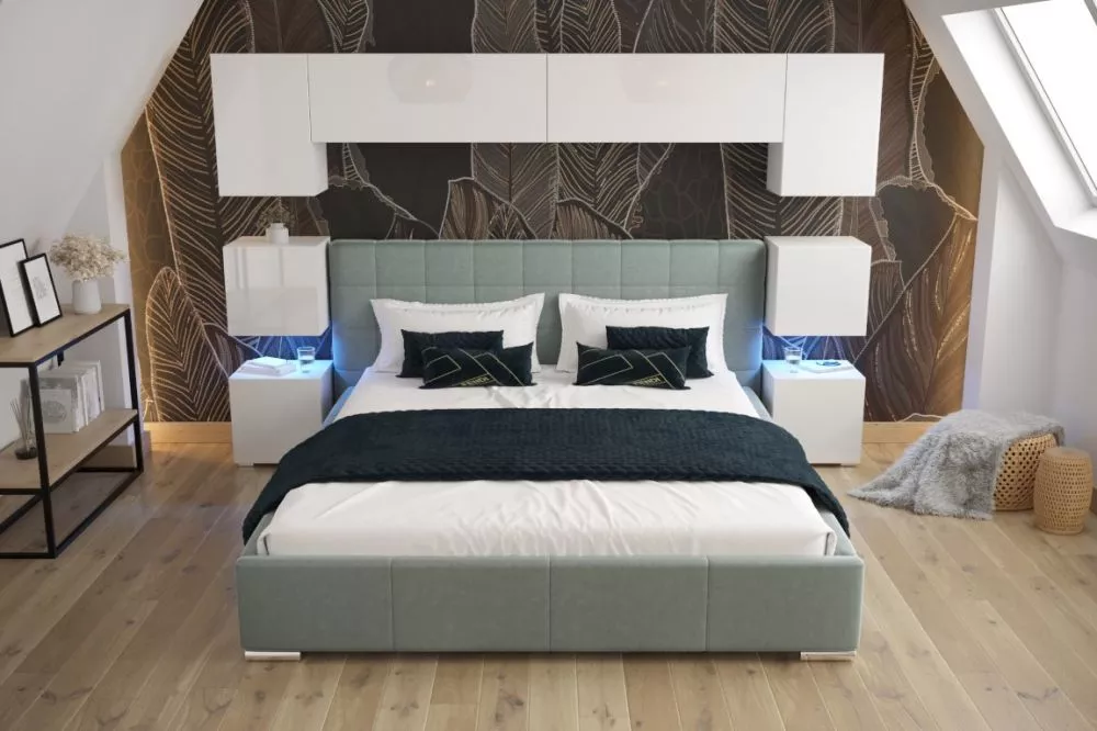 Sekcija Panama 13 Gloss ar LED · Balts · 240 × 35 × 182 cm