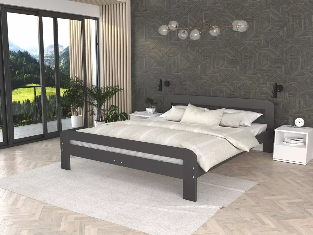 Gulta Dallas MDF ar stelāžu Guļamvietas platums: 140 cm, Guļamvietas garums: 200 cm, stelāžas tips: koka, · Pelēks · 148