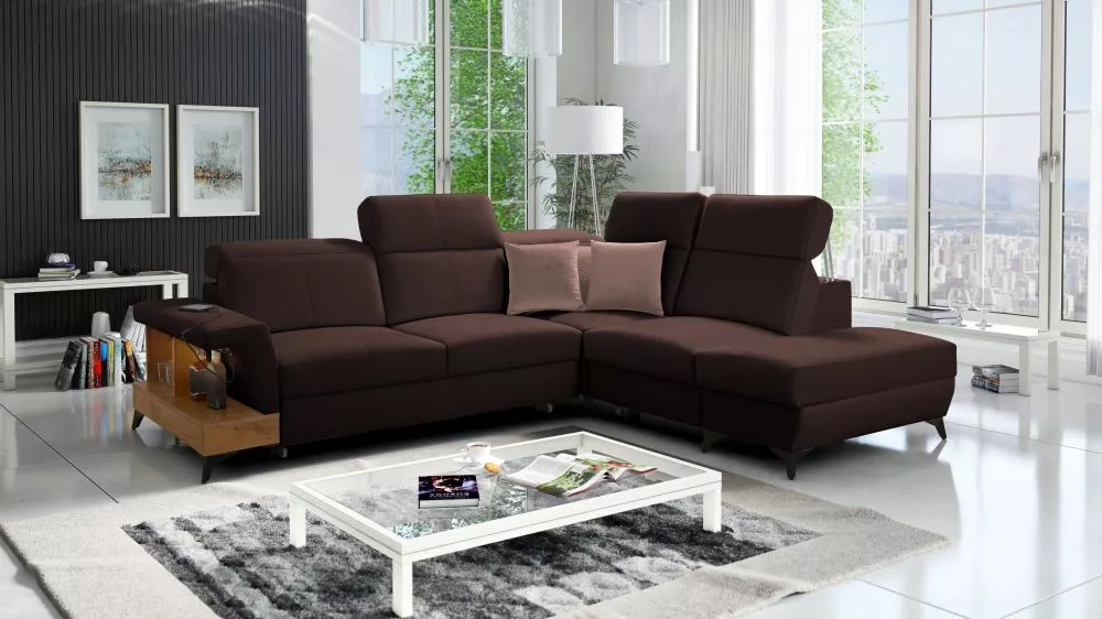 Dīvāns Belutti 7 Lancelot Standard ar LED · Tumši brūns · 236 × 288 × 84 cm