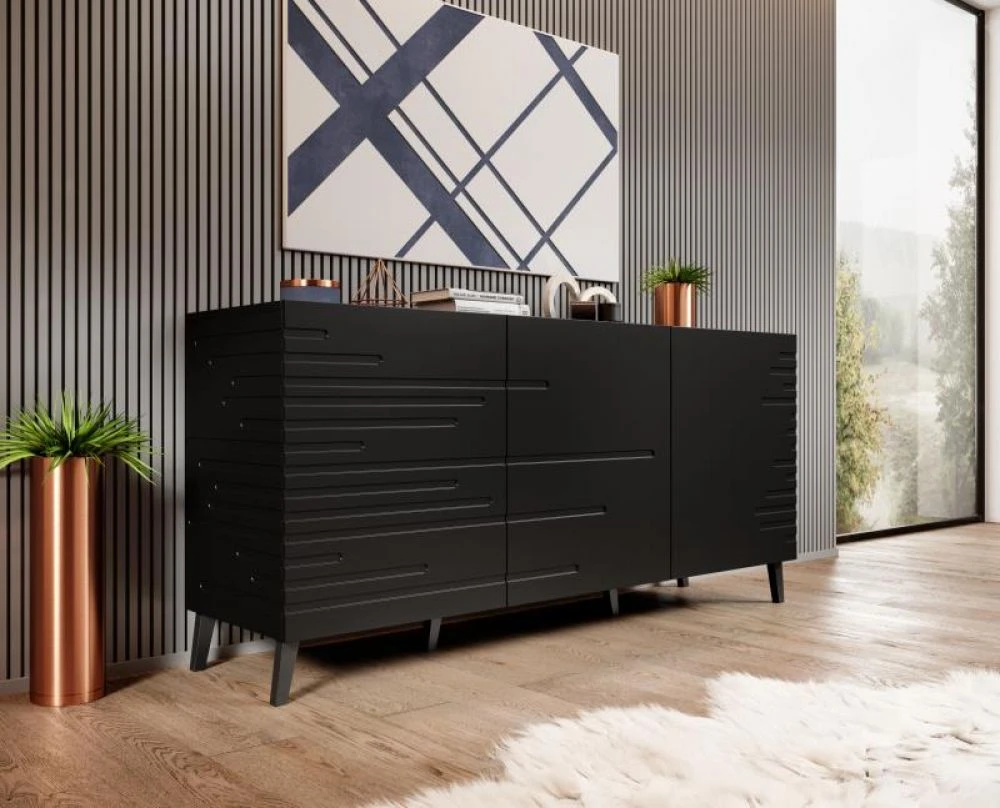 Kumode Nova 3D · Melns · 155 × 40 × 75 cm