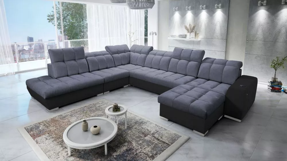 Dīvāns Pagano 10 Premium Standard · Antracīts + melns · 300 × 364 × 83 cm