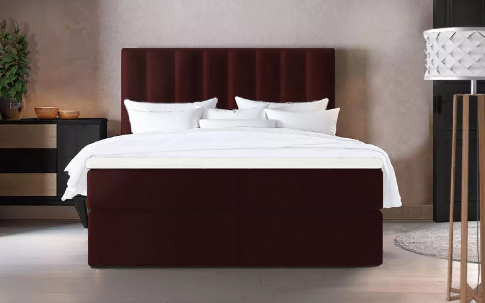 Gulta Simple Premium Boxspring Standard Guļamvietas platums: 200 cm, Guļamvietas garums: 200 cm, · Sarkans · 200 × 213 ×