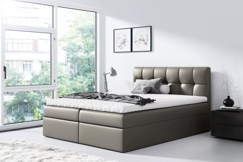 Gulta Rico 1 Boxspring Standard Guļamvietas platums: 180 cm, Guļamvietas garums: 200 cm, · Pelēks · 184 × 208 × 103 cm