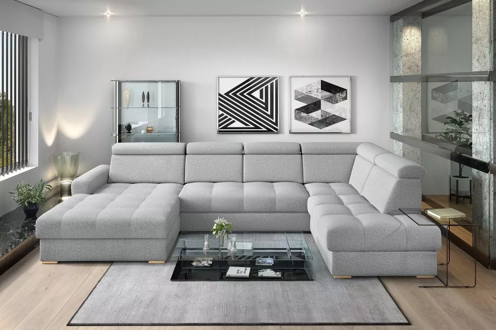 Dīvāns Riva U Standard · Gaiši pelēks · 210 × 374 × 91 cm