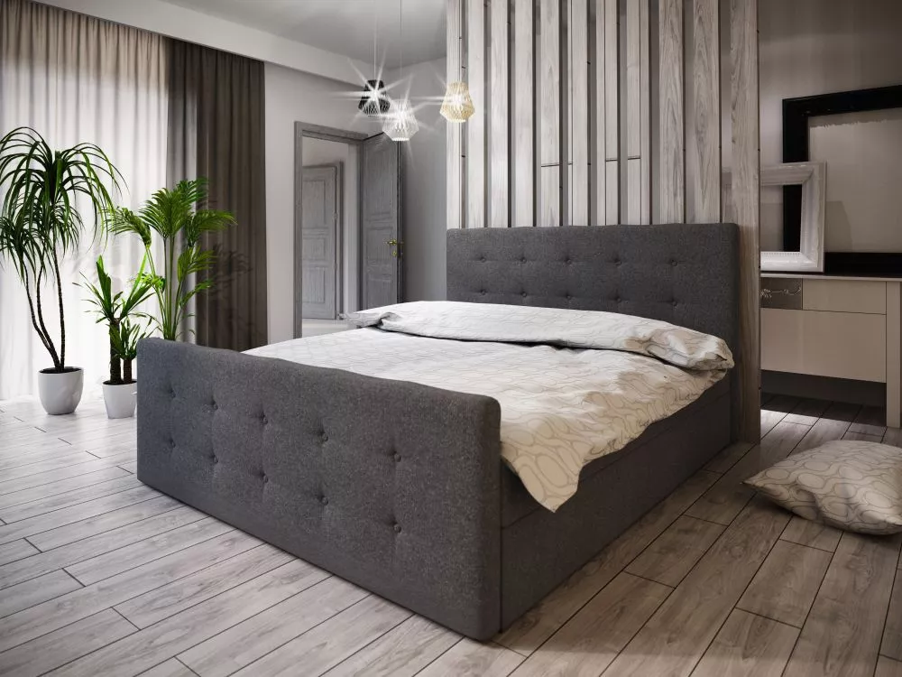 Gulta Milano 1 Boxspring Standard Guļamvietas platums: 180 cm, Guļamvietas garums: 200 cm, · Tumši pelēks · 185 × 216 × 