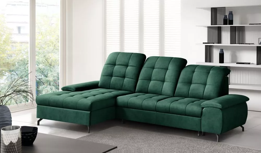 Dīvāns Berry Mini Standard · Tumši zaļš · 167 × 263 × 89 cm