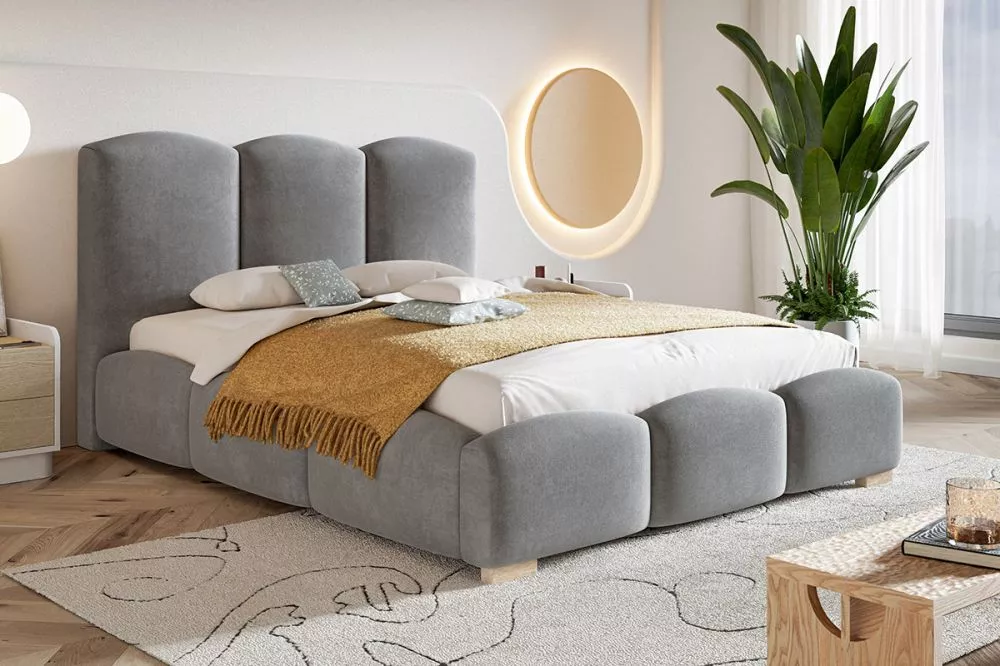 Gulta Bed 14 standard ar stelāžu Guļamvietas platums: 90 cm, Guļamvietas garums: 200 cm, stelāžas tips: koka, · Pelēks ·