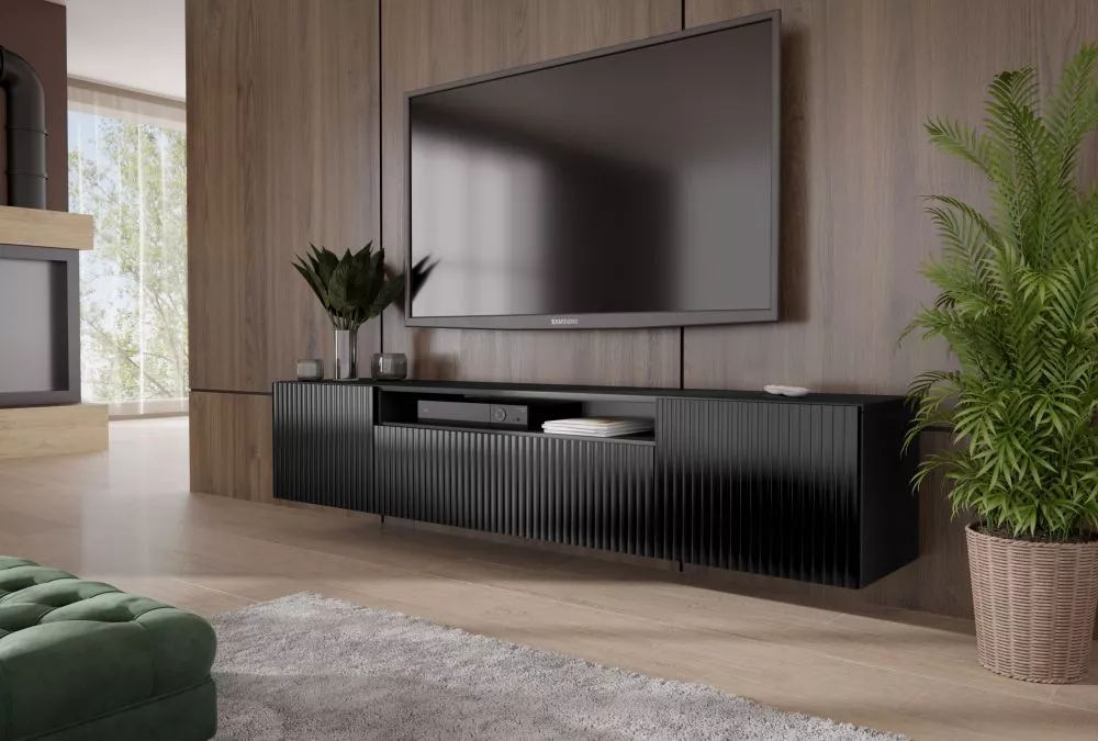 TV tumba Molly Classic · Melns · 200 × 41 × 40 cm
