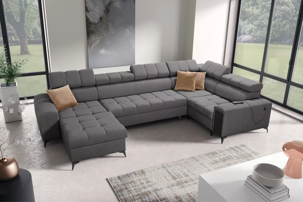 Dīvāns Greco 4 Maxi Standard · Tumši pelēks · 201 × 359 × 84 cm