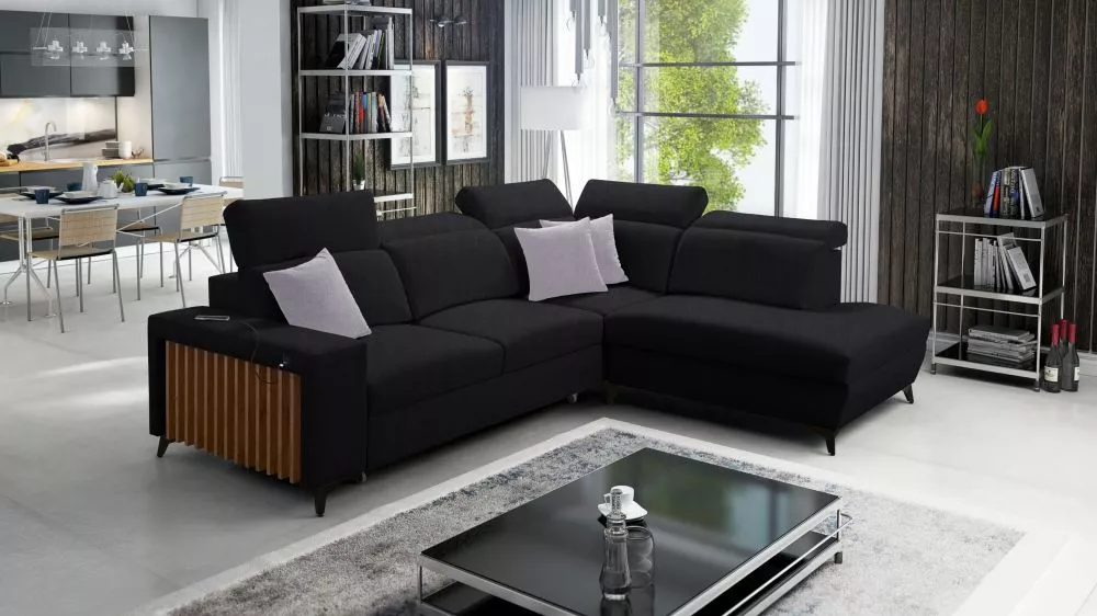 Dīvāns Bartone 7 Standard · Melns · 224 × 283 × 83 cm