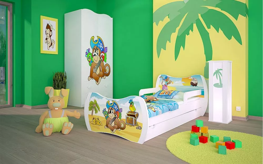 Bērnu gulta Dream L02 140x70 DM26 ar stelāžu Guļamvietas platums: 70 cm, Guļamvietas garums: 140 cm, · 94 × 144 × 71 cm