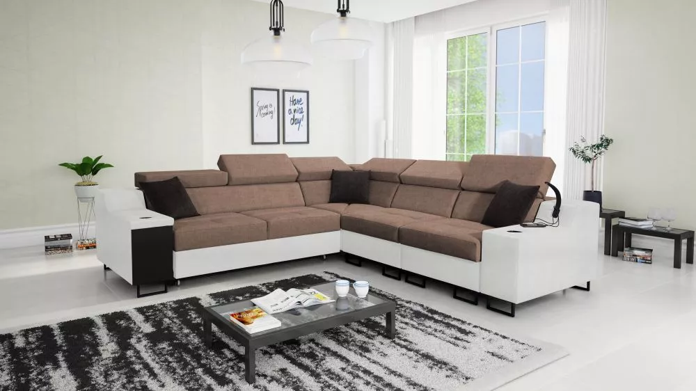 Dīvāns Alicante 3 Standard · Brūns + balts · 287 × 289 × 81 cm