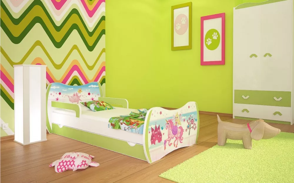 Bērnu gulta Dream L02 140x70 DM02 ar stelāžu Guļamvietas platums: 70 cm, Guļamvietas garums: 140 cm, · 94 × 144 × 71 cm