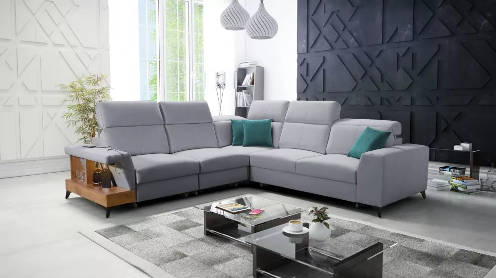 Dīvāns Belutti 3 Lancelot Standard ar LED · Pelēks · 288 × 288 × 84 cm