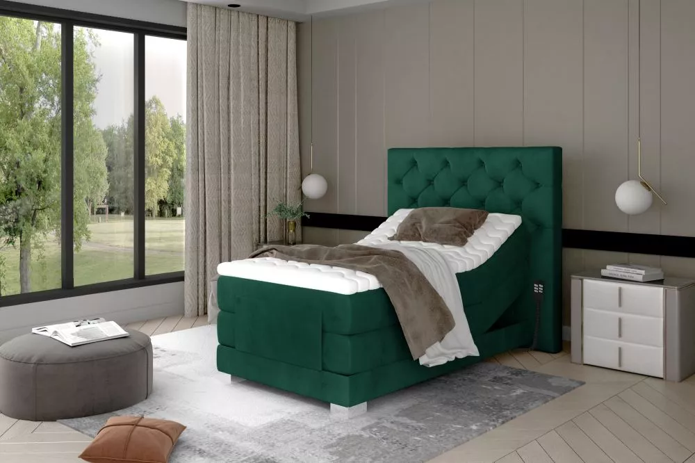 Gulta Clover Electric Boxspring Lux standard Guļamvietas platums: 90 cm, Guļamvietas garums: 200 cm, · Zaļš · 109 × 217 
