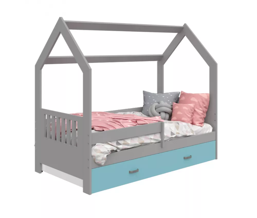 Bērnu gulta Domek D3-E ar stelāžu Guļamvietas platums: 80 cm, Guļamvietas garums: 160 cm, · 87 × 164 × 144 cm