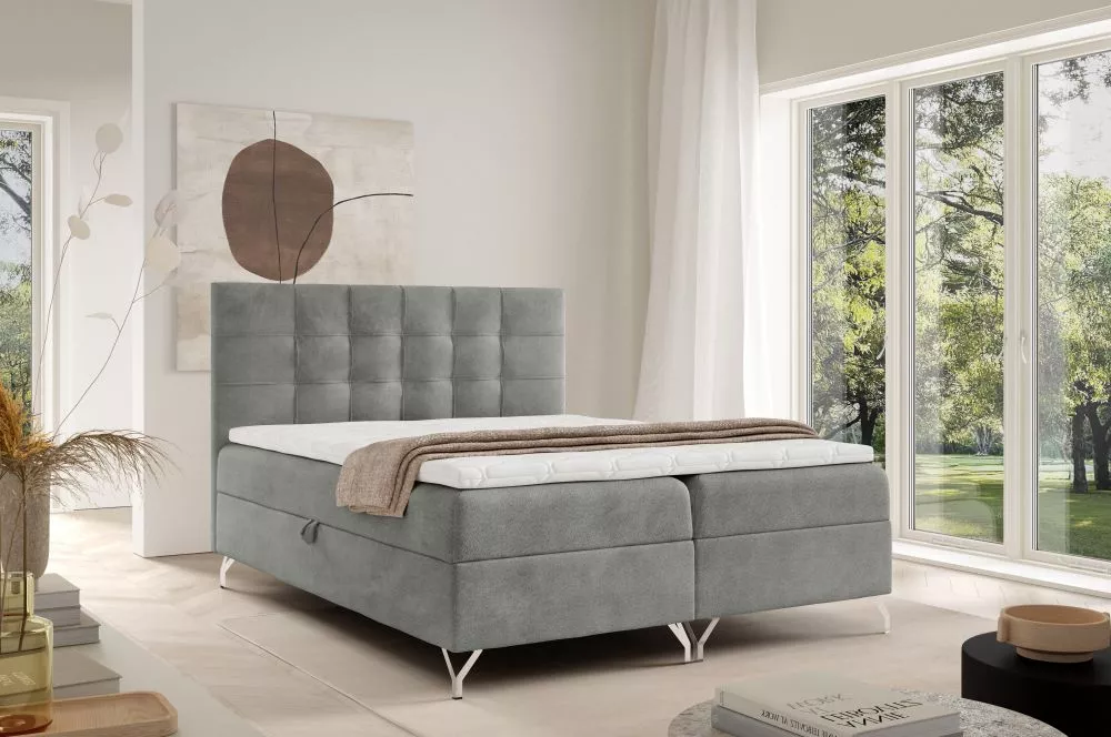 Gulta Top 7 Boxspring Standard Guļamvietas platums: 120 cm, Guļamvietas garums: 200 cm, · Pelēks · 124 × 208 × 115 cm
