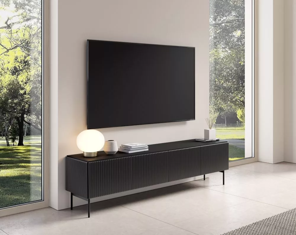 TV tumba Muti E/F RTV · Melna · 195 × 40 × 51 cm