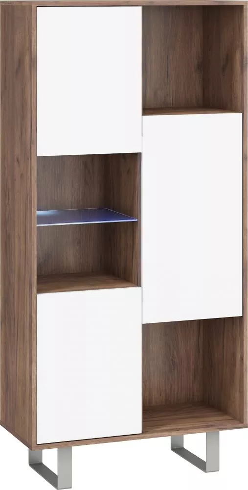 Plaukts King kin 06 · Tobaco ozols + balts spīdīgs · 80 × 165 × 36 cm
