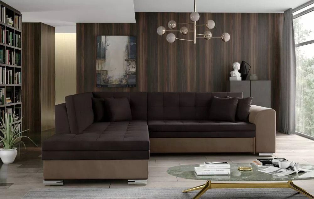Dīvāns Pieretta Premium Standard · Tumši brūns + gaiši brūns · 205 × 260 × 80 cm