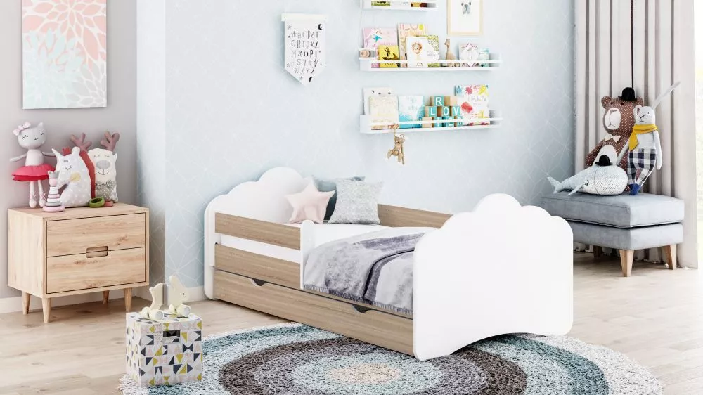 Bērnu gulta Mobi ar stelāžu Guļamvietas platums: 80 cm, Guļamvietas garums: 160 cm, · 92 × 168 × 65 cm