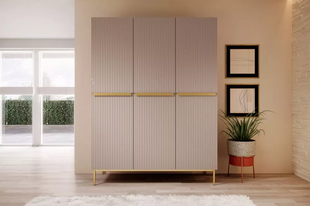 Skapis Nicole SZ150 3D2SZ Gold · Rozā · 150 × 62 × 220 cm
