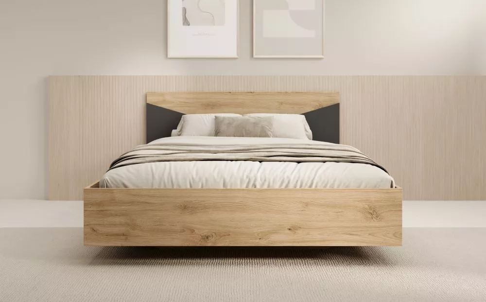Gulta Atson ar stelāžu Guļamvietas platums: 140 cm, Korpusa krāsa: ozols, Guļamvietas garums: 200 cm, stelāžas tips: met