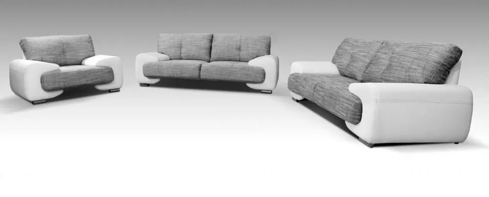 Komplekts Margo 3S+2S+1S Standard · Gaiši pelēks + balts · 100 × 230 × 90 cm