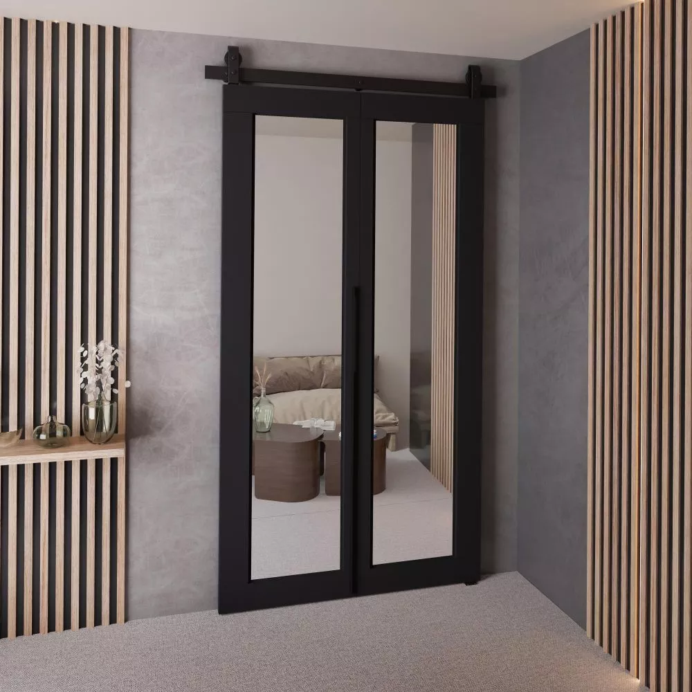 Bīdāmās durvis Qudio Loft-7 · Melna · 86 × 205 cm