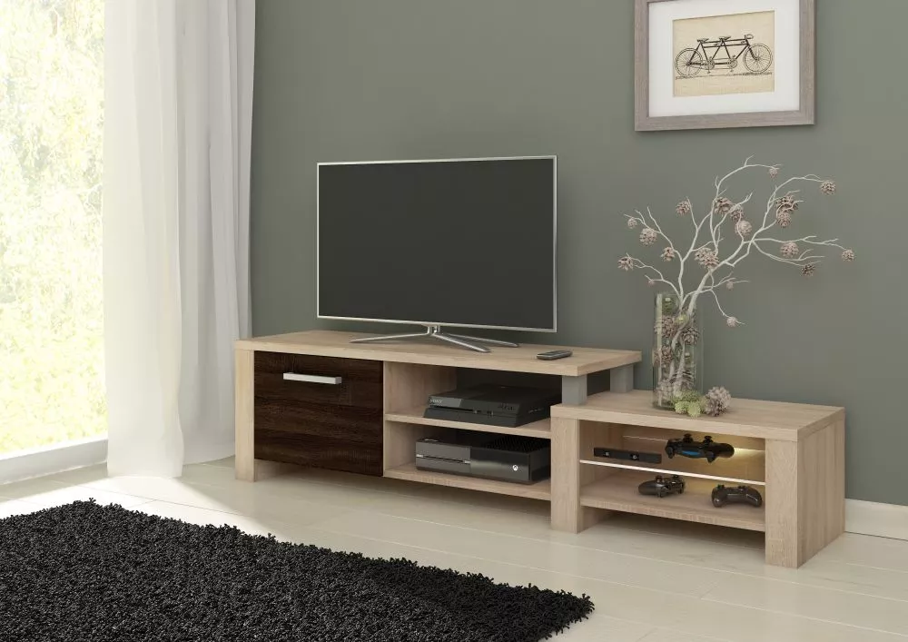 TV tumba Orion Meblo · Sonoma + šokolādes sonoma · 160 × 37 × 41 cm