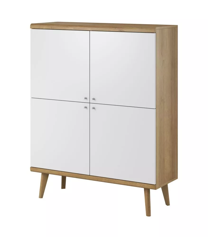 Kumode Primo PK107 · Ozols riviera + balts · 107 × 40 × 134 cm