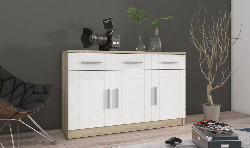 Kumode Paris K · Ozols sonoma + balts · 103.4 × 37 × 70 cm