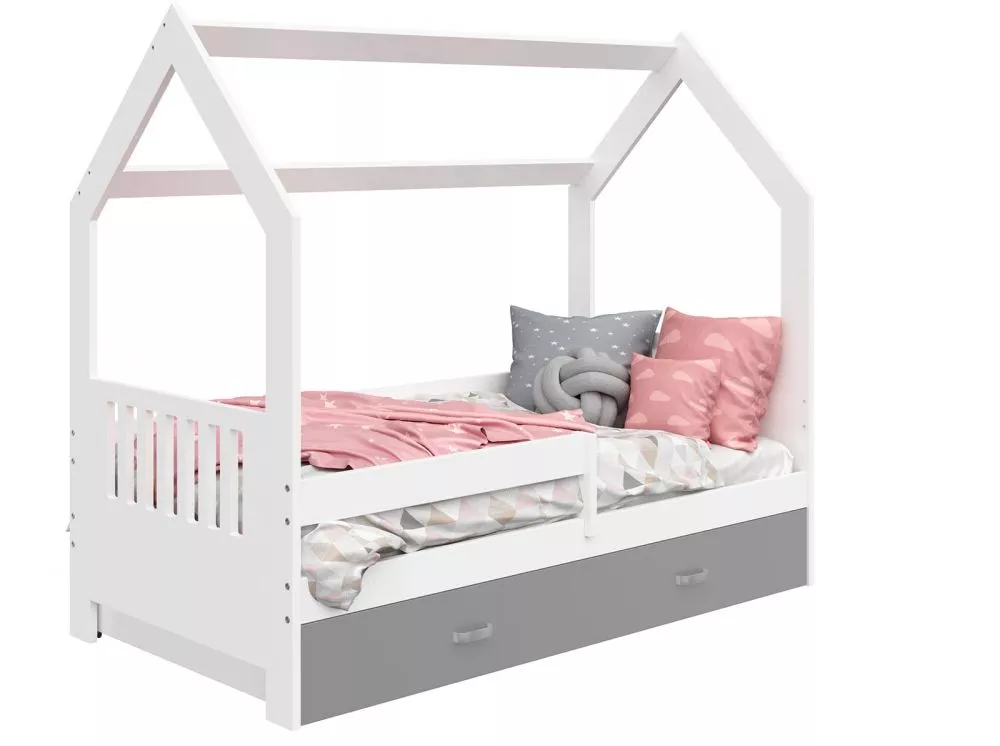 Bērnu gulta Domek D3-E ar stelāžu Guļamvietas platums: 80 cm, Guļamvietas garums: 160 cm, · 87 × 164 × 144 cm