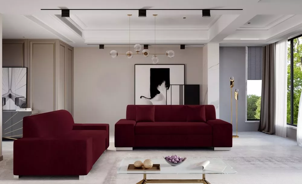 Komplekts Porto 3S+2S Lux standard · Tumši sarkans · 90 × 210 × 98 cm