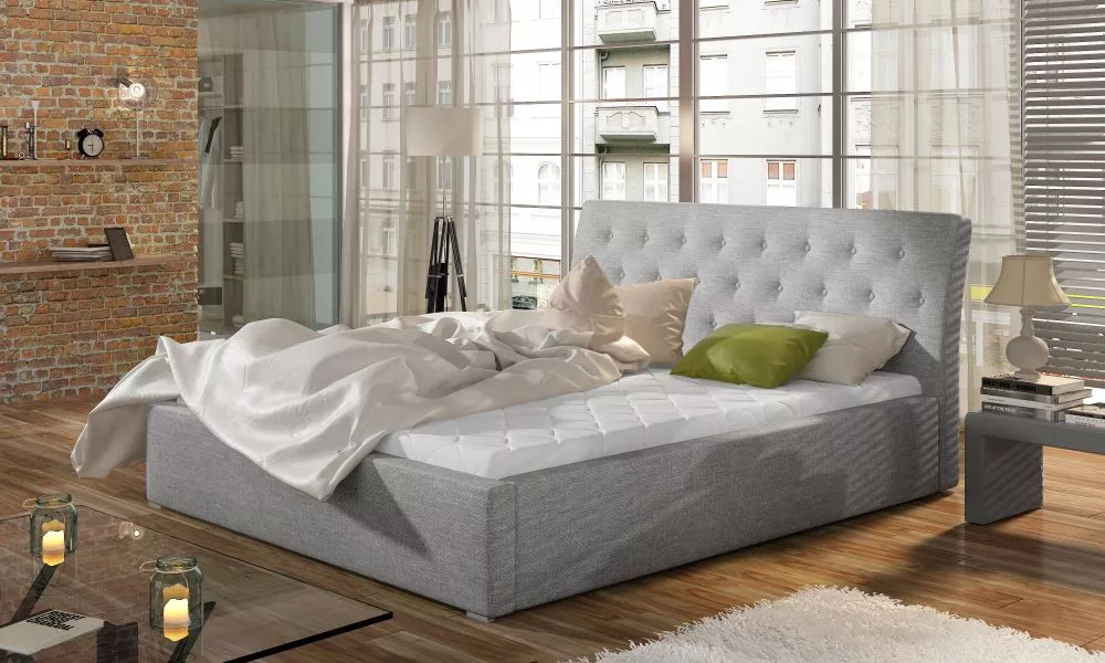 Gulta Milano standard ar stelāžu Guļamvietas platums: 140 cm, Guļamvietas garums: 200 cm, stelāžas tips: metāla, · Gaiši
