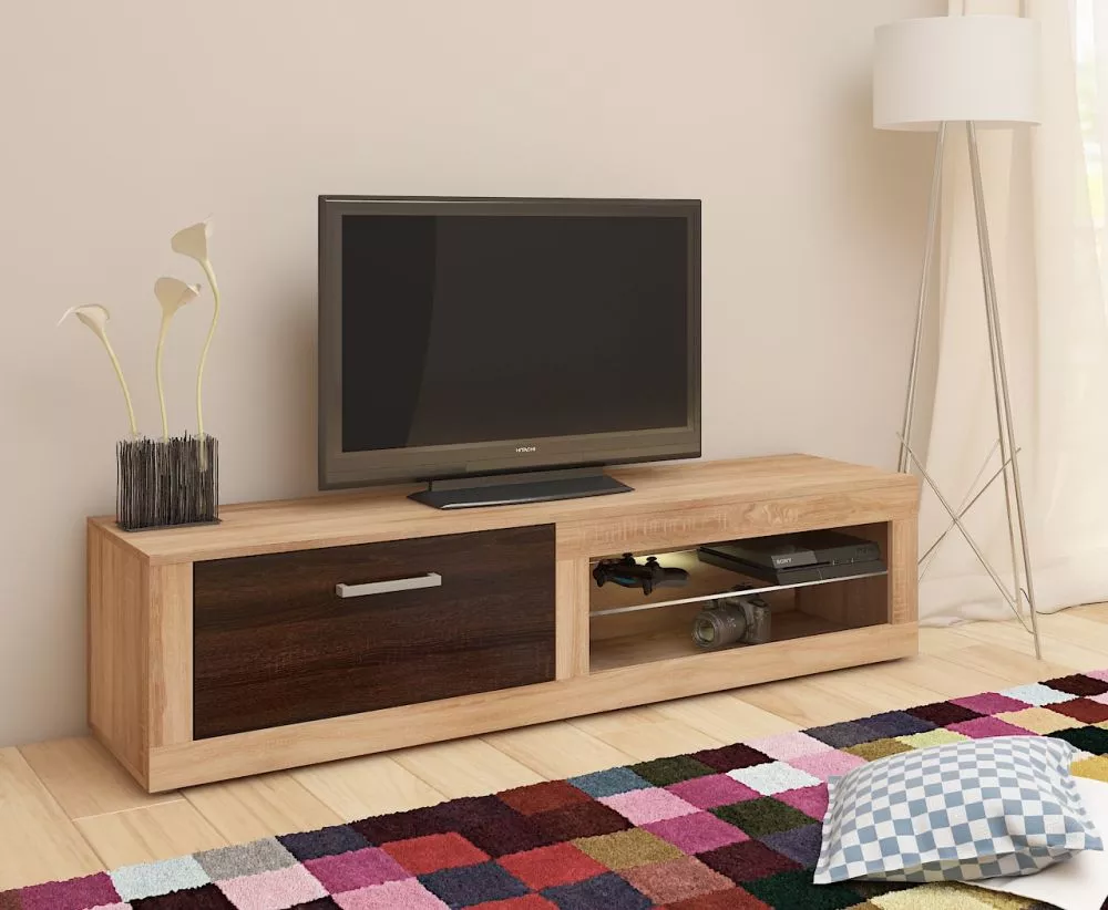 TV tumba Viki New · Sonoma + šokolādes sonoma · 160 × 39.2 × 39 cm