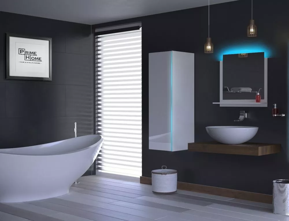 Vannas istabas komplekts Alius 9 ar LED · Balts · 110 × 30 cm
