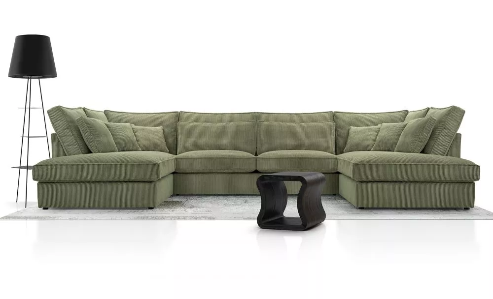 Dīvāns Cobra U Standard · Olīvu · 225 × 407 × 93 cm
