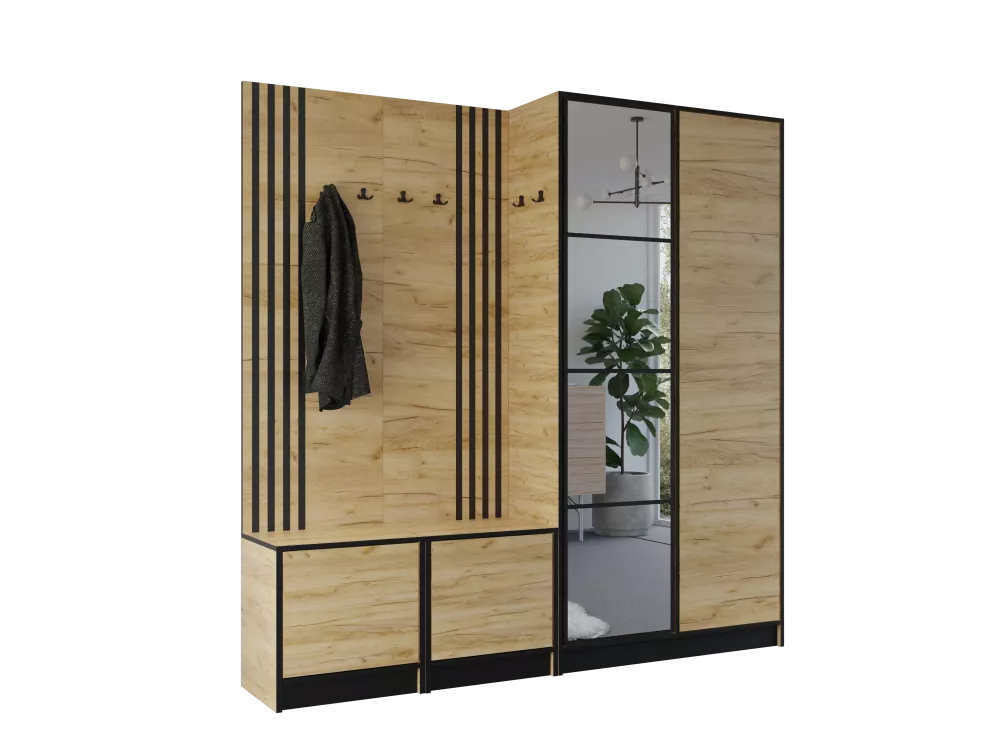 Koridora iekārta Eden Plus 21 · Ozols craft zelts · 211.2 × 39 × 205 cm