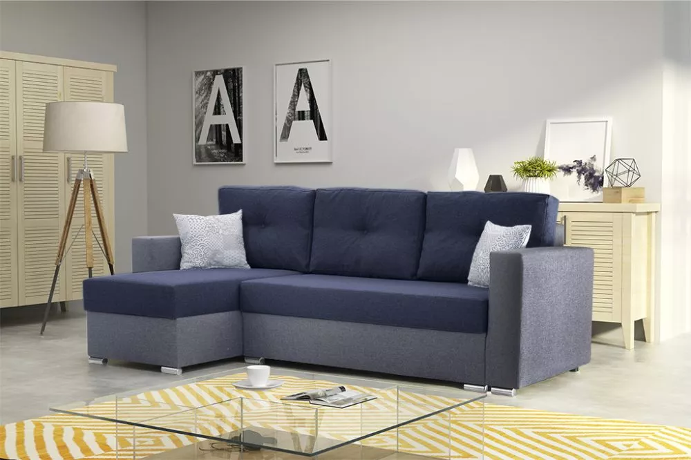 Dīvāns Corner 102 Multi standard · Zils + pelēks · 140 × 230 × 90 cm