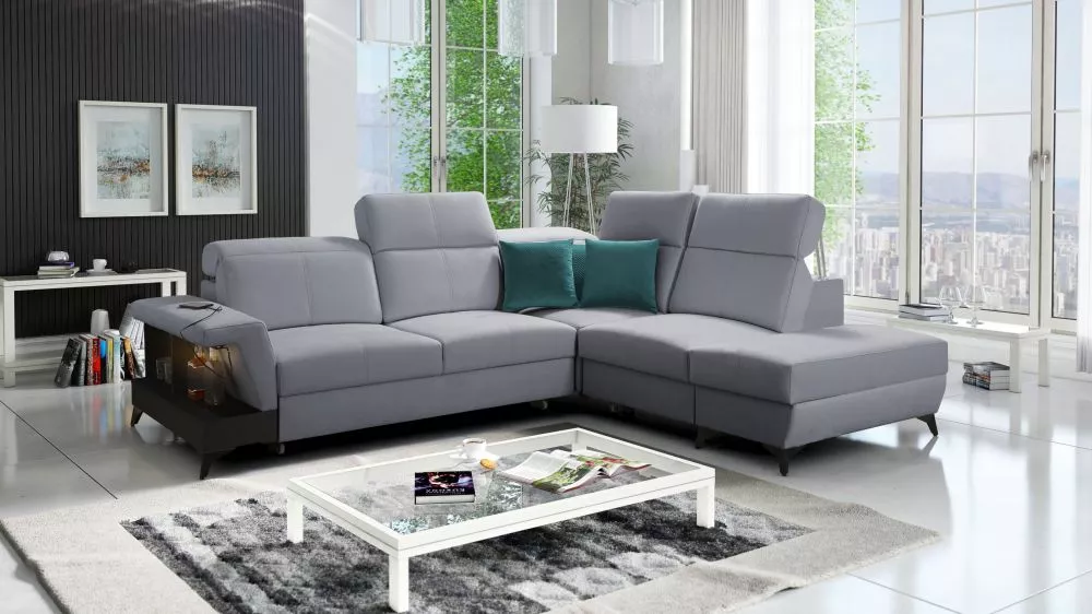 Dīvāns Belutti 7 Satin Black Standard ar LED · Pelēks · 236 × 288 × 84 cm