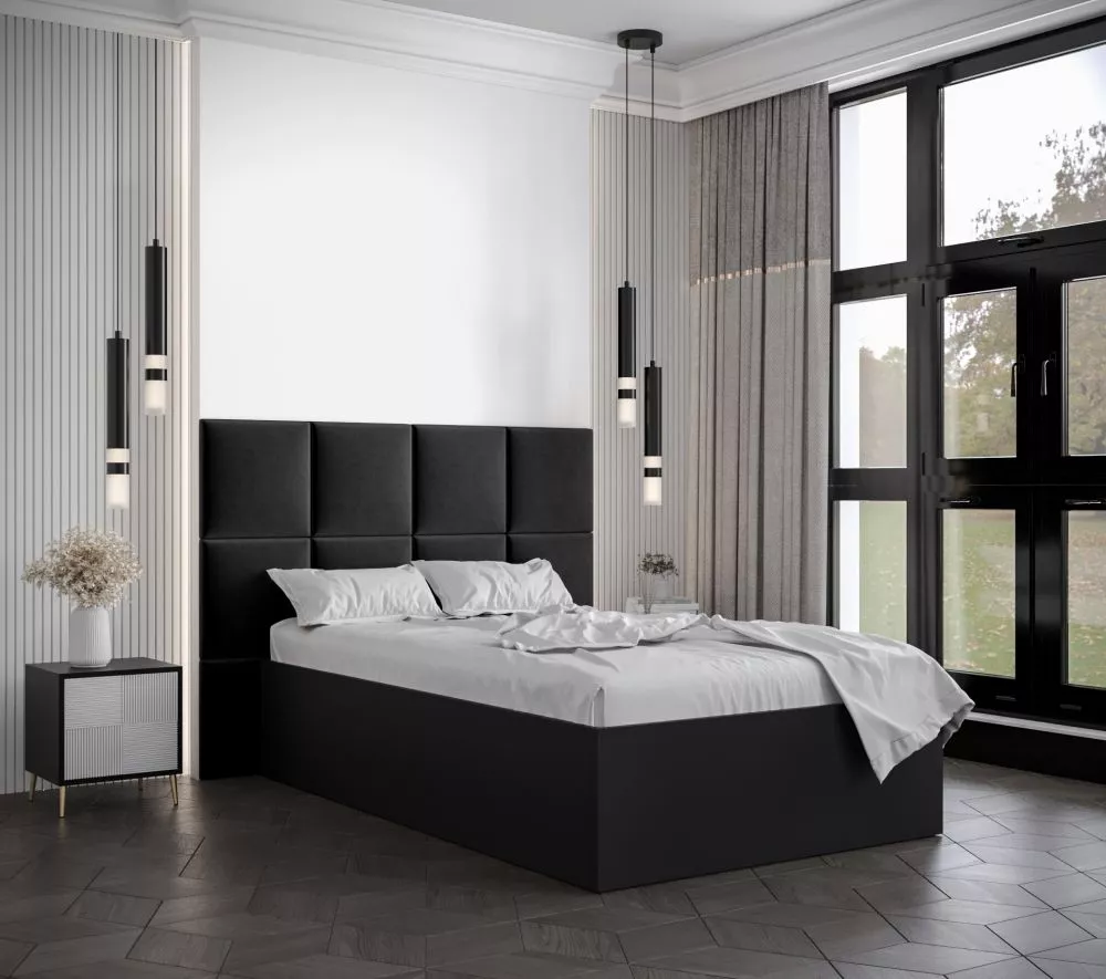 Gulta Bella 4 ar stelāžu Guļamvietas platums: 120 cm, Korpusa krāsa: melns, Guļamvietas garums: 200 cm, stelāžas tips: k