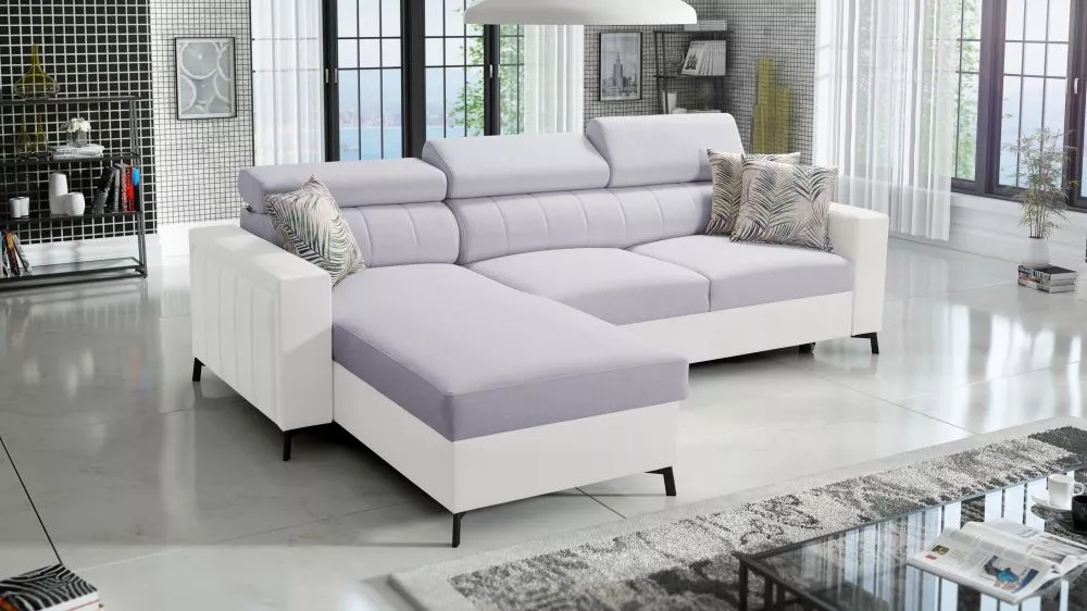 Dīvāns Baltico 1 Mini Standard · Gaiši pelēks + balts · 171 × 250 × 83 cm