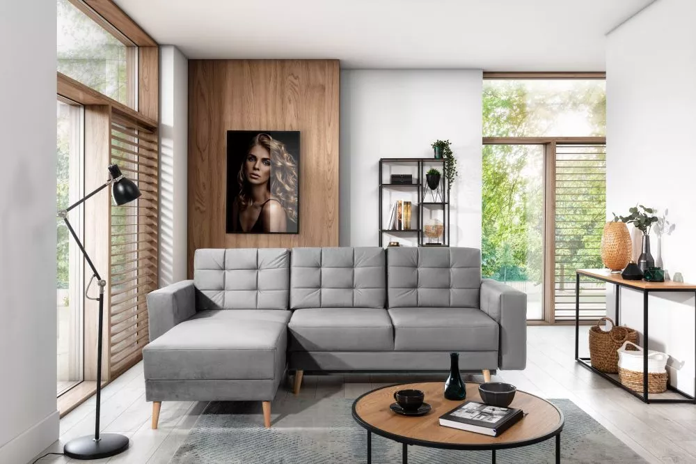 Dīvāns Asgard L Premium standard · Gaiši pelēks · 162 × 250 × 87 cm