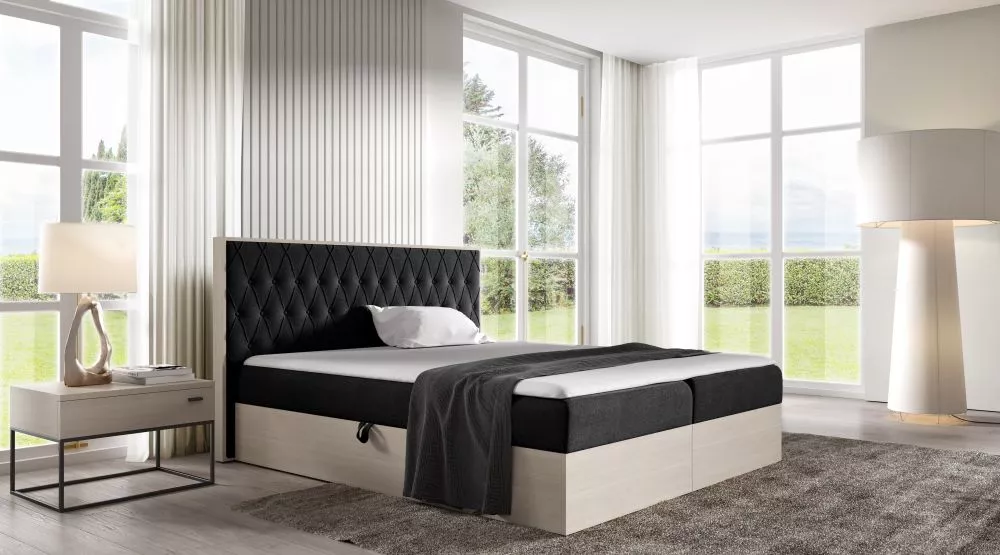 Gulta Wood-6 160x200 Boxspring Standard Guļamvietas platums: 160 cm, Korpusa krāsa: ziemeļu tīkkoks, Guļamvietas garums: