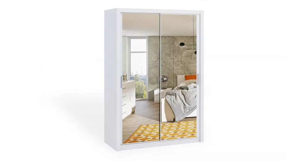 Skapis Bono BO SZ ar spoguli · Balts · 150 × 62 × 215 cm