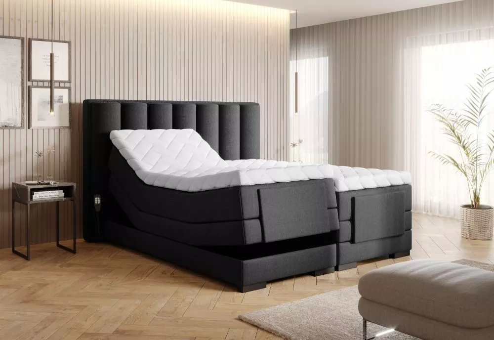 Gulta Veros Electric Boxspring Standard Guļamvietas platums: 160 cm, Guļamvietas garums: 200 cm, · Melns · 178 × 217 × 1