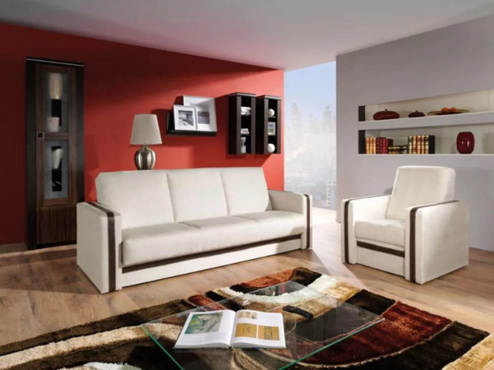 Komplekts Euforia 3S+1S Standard · Bēšs + tumši brūns · 88 × 222 × 89 cm