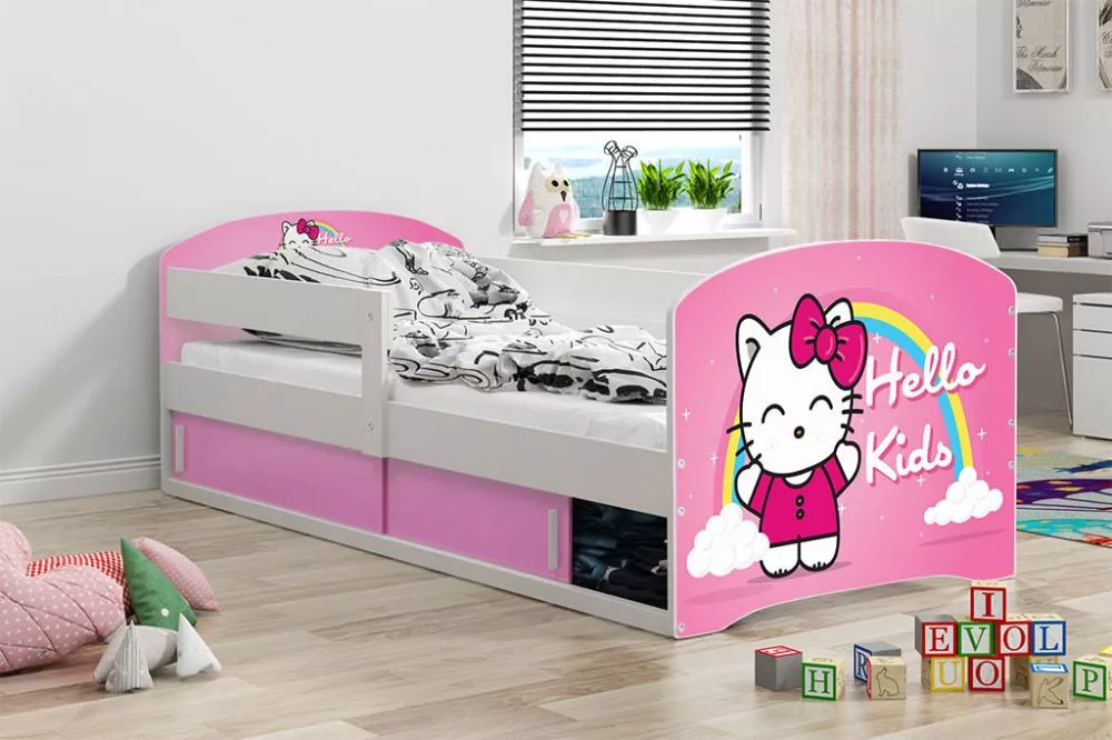Bērnu gulta Luki 1 Single White ar stelāžu Guļamvietas platums: 80 cm, Guļamvietas garums: 160 cm, · 84 × 163 × 60 cm